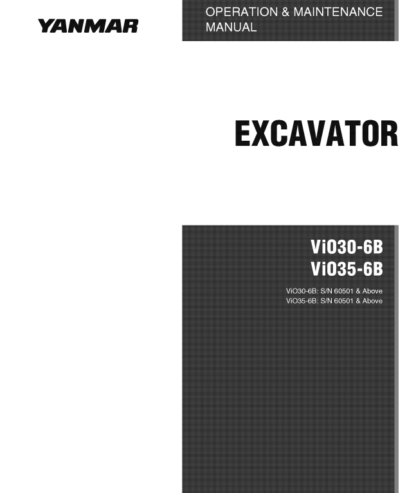 Yanmar VIO30-6B & VIO35-6B Operator nad Maintenance Manual