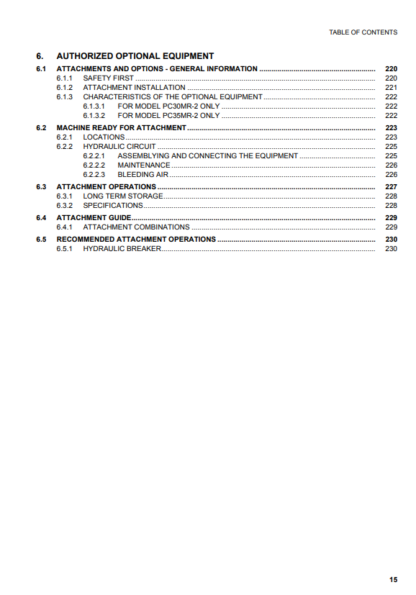 Komatsu Excavator Galeo PC30MR-2, PC35MR-2 Operation and Maintenance Manual - Image 7