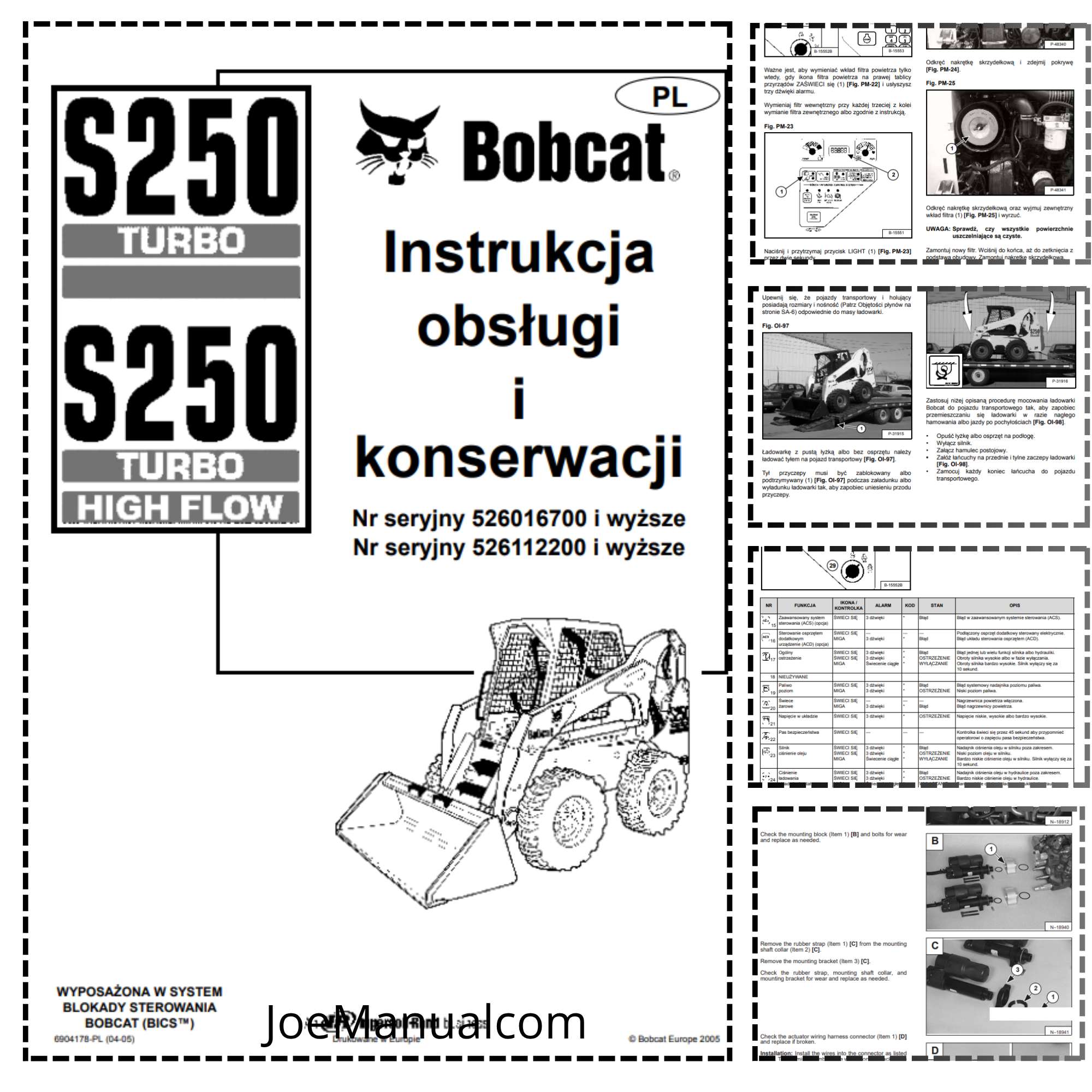 BOBCAT S250 Operation and Maintenance Manual PL