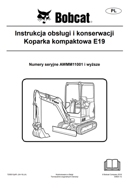 BOBCAT E19 INSTRUKCJA OBSŁUGI I KONSERWACJI PL