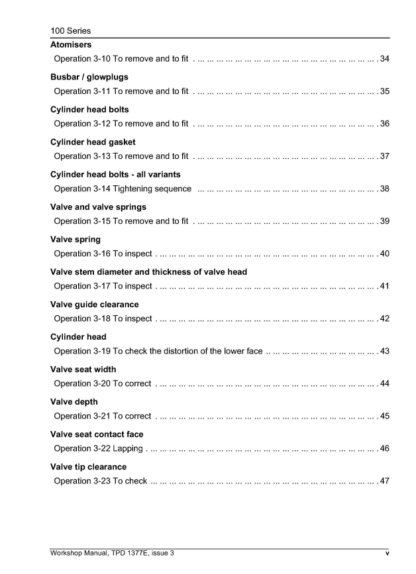 PERKINS Engine 100 series Workshop, Repair, Service Manual - Image 5