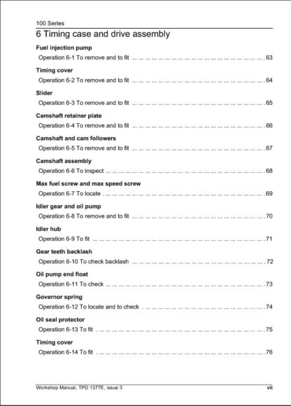 PERKINS Engine 100 series Workshop, Repair, Service Manual - Image 7