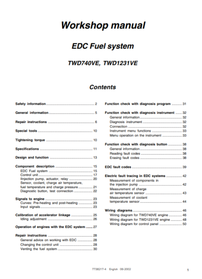 Volvo Penta TWD740VE, TWD1231VE Workshop Manual EDC Fuel System - Image 2