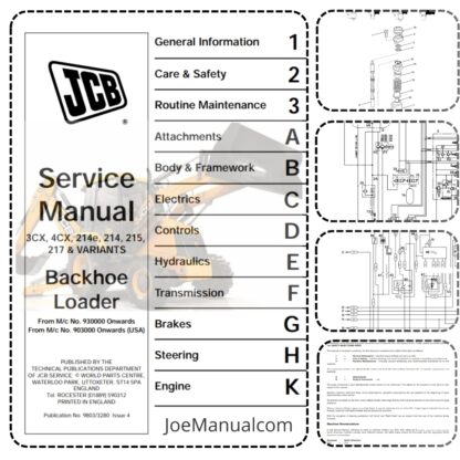 JCB BACKHOE 3CX 4CX Service Manual SN  930000+ and SN 903000+