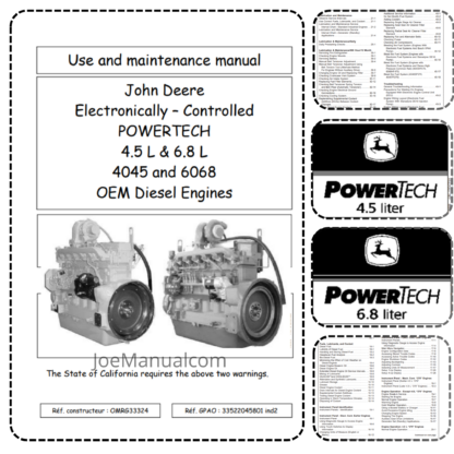 John Deere 4045 & 6068 Powertech Diesel Engines Use Manual