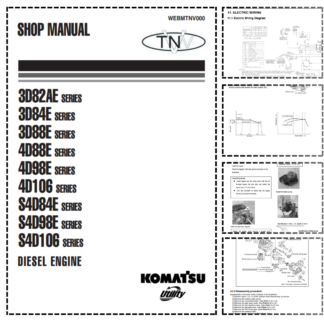 KOMATSU 3D82AE 3D84E 3D88E 4D88E 4D98E 4D106 S4D84E S4D98E S4D106 Diesel Engine Shop Manual