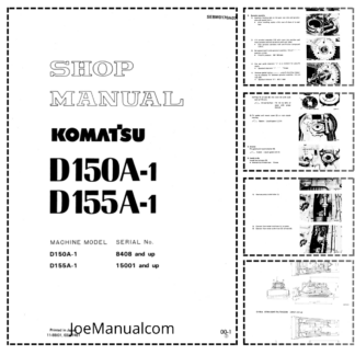 Komatsu D150A-1 D155A-1 Bullldozer Shop Manual SN from 8408 150001