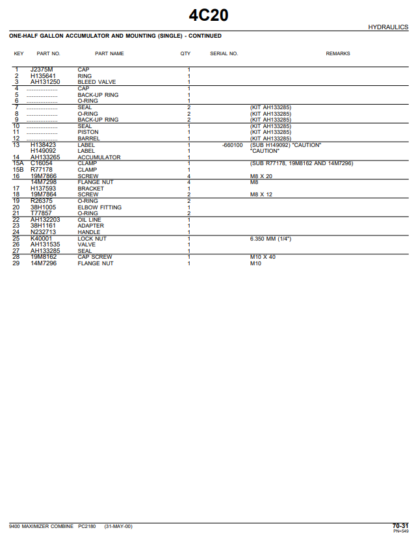 John Deere 9400 Maximizer Combine Harvester Parts Catalog - Image 6