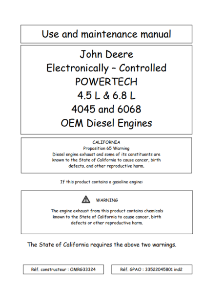 John Deere 4045 & 6068 Powertech Diesel Engines Use Manual - Image 2