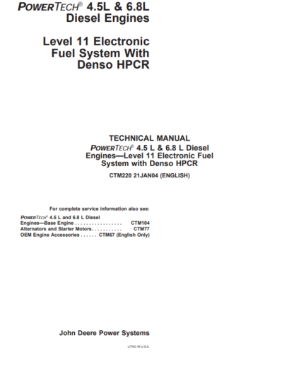 John Deere 4045 & 6068 Powertech Diesel Engines Workshop Manual - Image 2