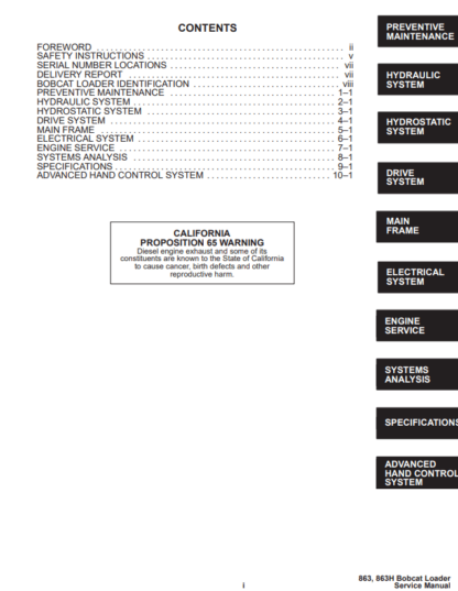 Bobcat 863 863H Service Manual - Image 4