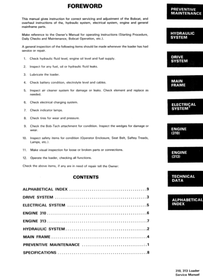 Bobcat 310 313 Service Manual - Image 2