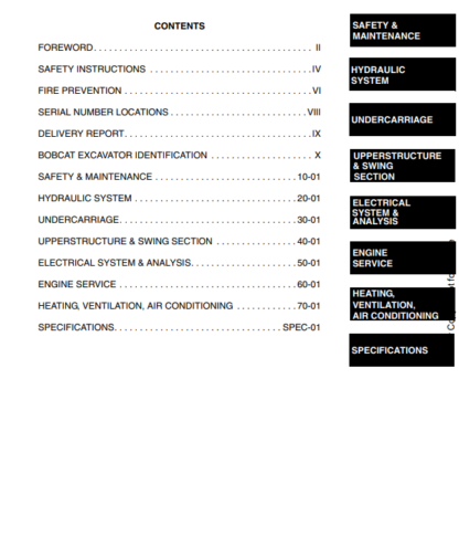 Bobcat Excavator 331 331E Service Manual - Image 5