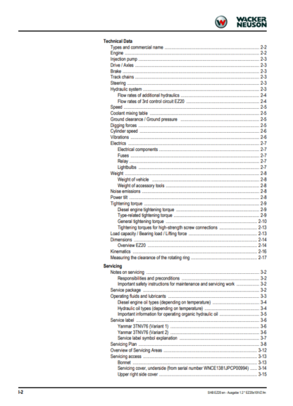 Wacker Neuson Excavator EZ20CN Service Manual - Image 3