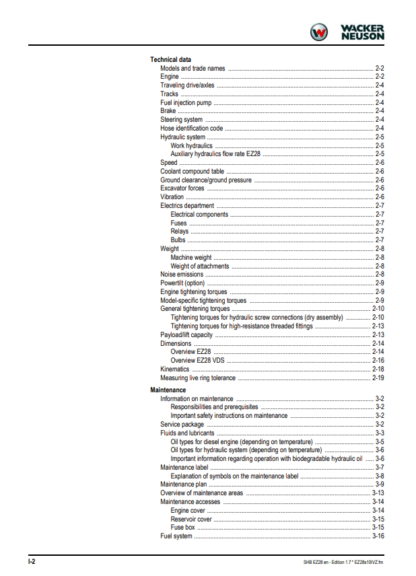 Wacker Neuson Excavator EZ28 Service Manual - Image 3