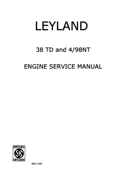 JCB Leyland 37 TD and 498NT Engine Service Workshop Manual