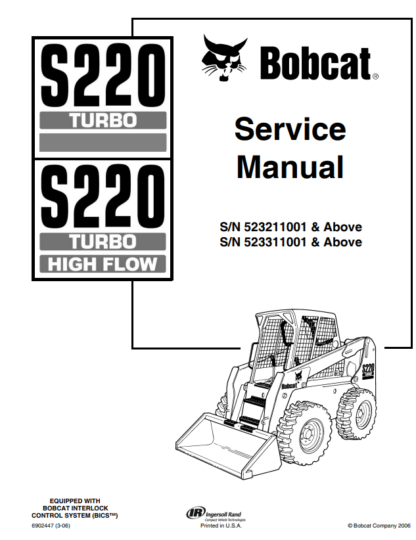 Bobcat S220 S220 Turbo HF Service Manual