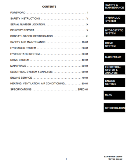 Bobcat S220 S220 Turbo HF Service Manual - Image 4