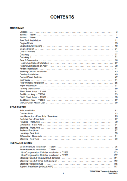 Bobcat T2256 T2566 Telescopic Handler Parts Catalog - Image 2