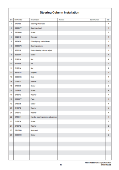 Bobcat T2256 T2566 Telescopic Handler Parts Catalog - Image 6