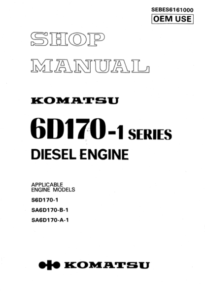 Komatsu 6D170-1 Series Diesel Engine Shop Service Manual