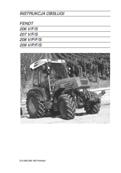 FENDT 206 207 208 209 VPFS Operation and Maintenance Manual PL