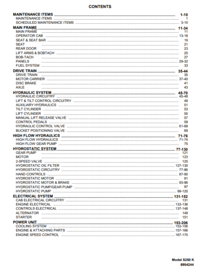 Bobcat S250 Parts Manual - Image 2