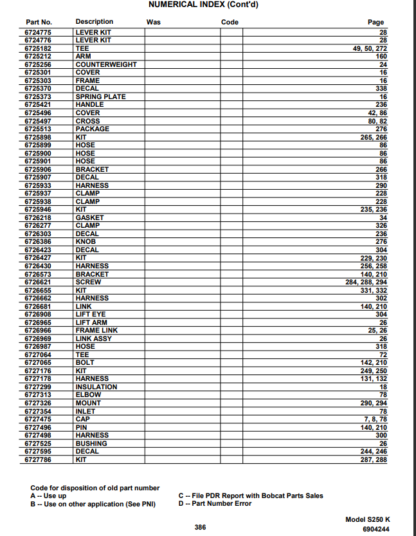 Bobcat S250 Parts Manual - Image 9