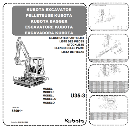 KUBOTA U35-3 Excavator Parts Catalog