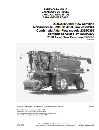 CASE 2388 2399 Axial-Flow Combine Parts Catalog - Image 2