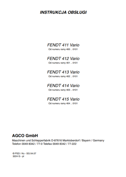 FENDT 411 412 413 414 415 Operation Manual - Image 2