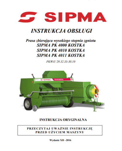 SIPMA PK 4000 4010 4011 Instrukcja Obsługi i Konserwacji - Image 2