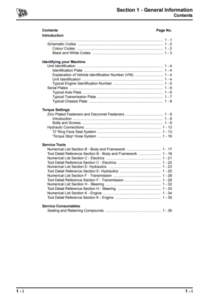 JCB Wheeled Loading Shovel 406 409 Service Manual - Image 2