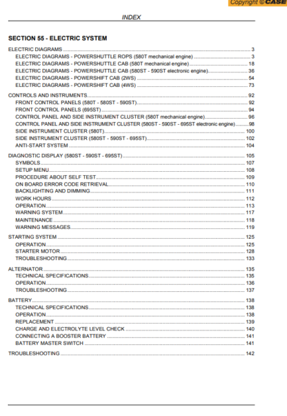CASE 580T 580ST 590ST 696ST Backoe Loader Service Manual - Image 9