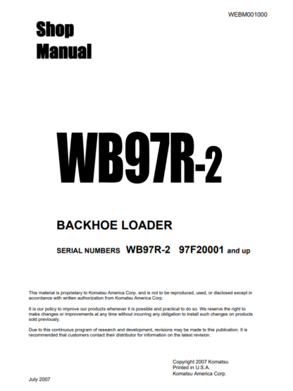 Komatsu WB97R-2 Shop Service Manual - Image 2