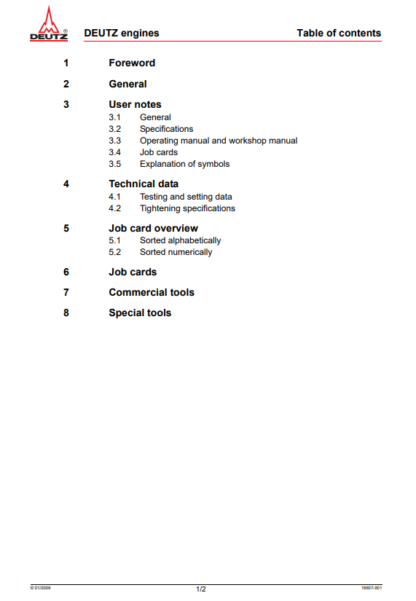 DEUTZ Engine D TD 2011 L01 L02 L03 L04 Workshop Manual - Image 2