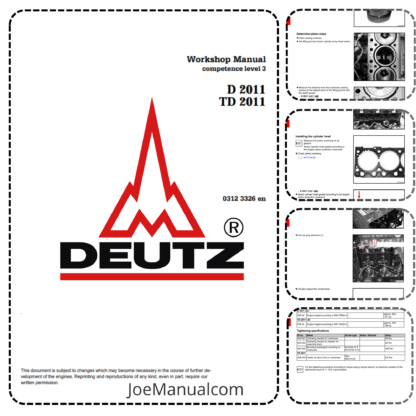 DEUTZ Engine D TD 2011 L01 L02 L03 L04 Workshop Manual