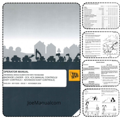 JCB 3CX 4CX SN1349424+ Backhoe Loader Operation Manual