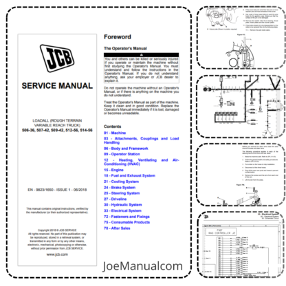 JCB 506-36 507-42 509-42 512-56 514-56 Telehandler Service Manual