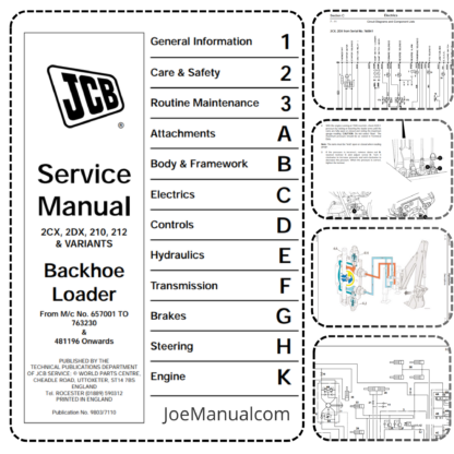 JCB 2CX 2DX 210 212 Backhoe Loader Service Manual
