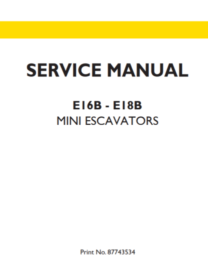 New Holland Excavator E16B E18B Service Manual - Image 2