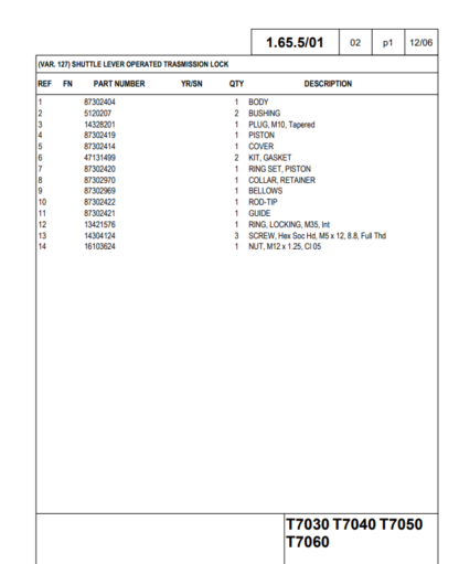 New Holland T7000 Series Tractors Parts Catalog - Image 13
