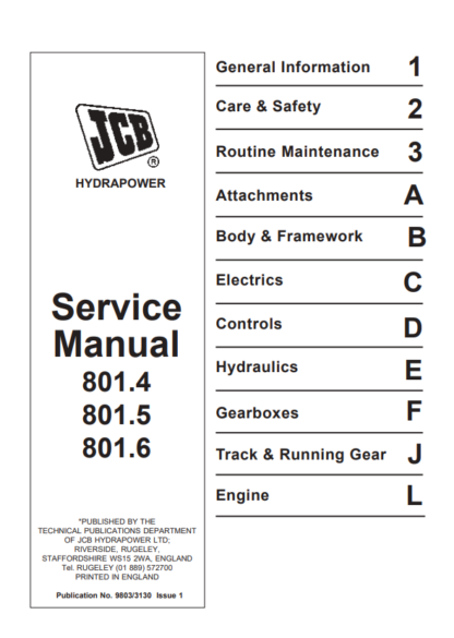JCB 801.4 801.5 801.6 Mini Excavator Service Manual - Image 2