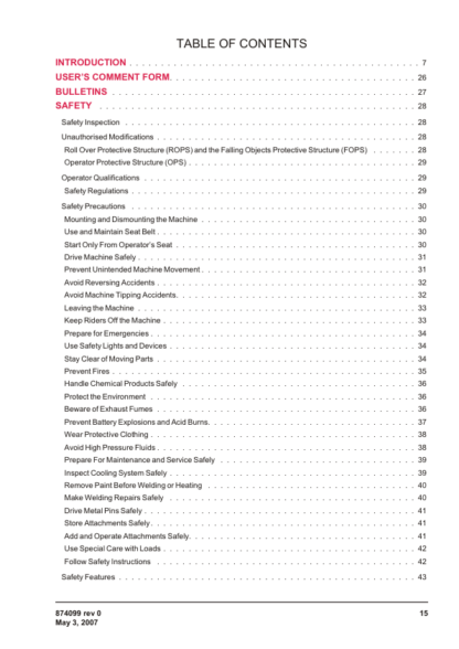 BELL TLB 315SJ Backhoe Loader Operator Manual - Image 4