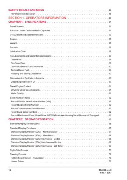 BELL TLB 315SJ Backhoe Loader Operator Manual - Image 5