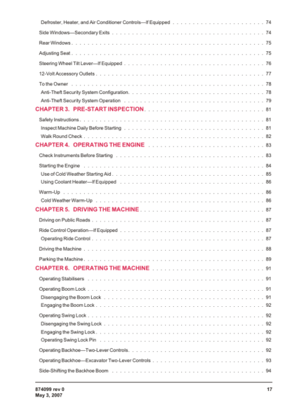 BELL TLB 315SJ Backhoe Loader Operator Manual - Image 6