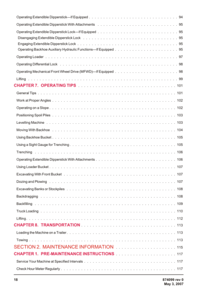 BELL TLB 315SJ Backhoe Loader Operator Manual - Image 7