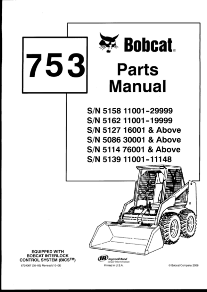 Bobcat 753 Skidsteer Parts Manual - Image 4