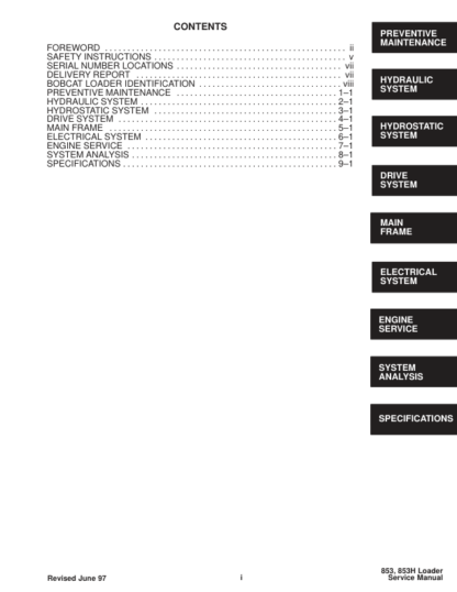 Bobcat 853 Skidsteer Service Manual - Image 3