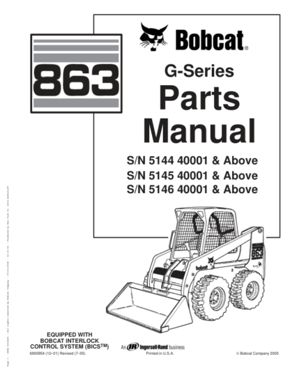 Bobcat 863 Skidsteer Parts Manual - Image 2